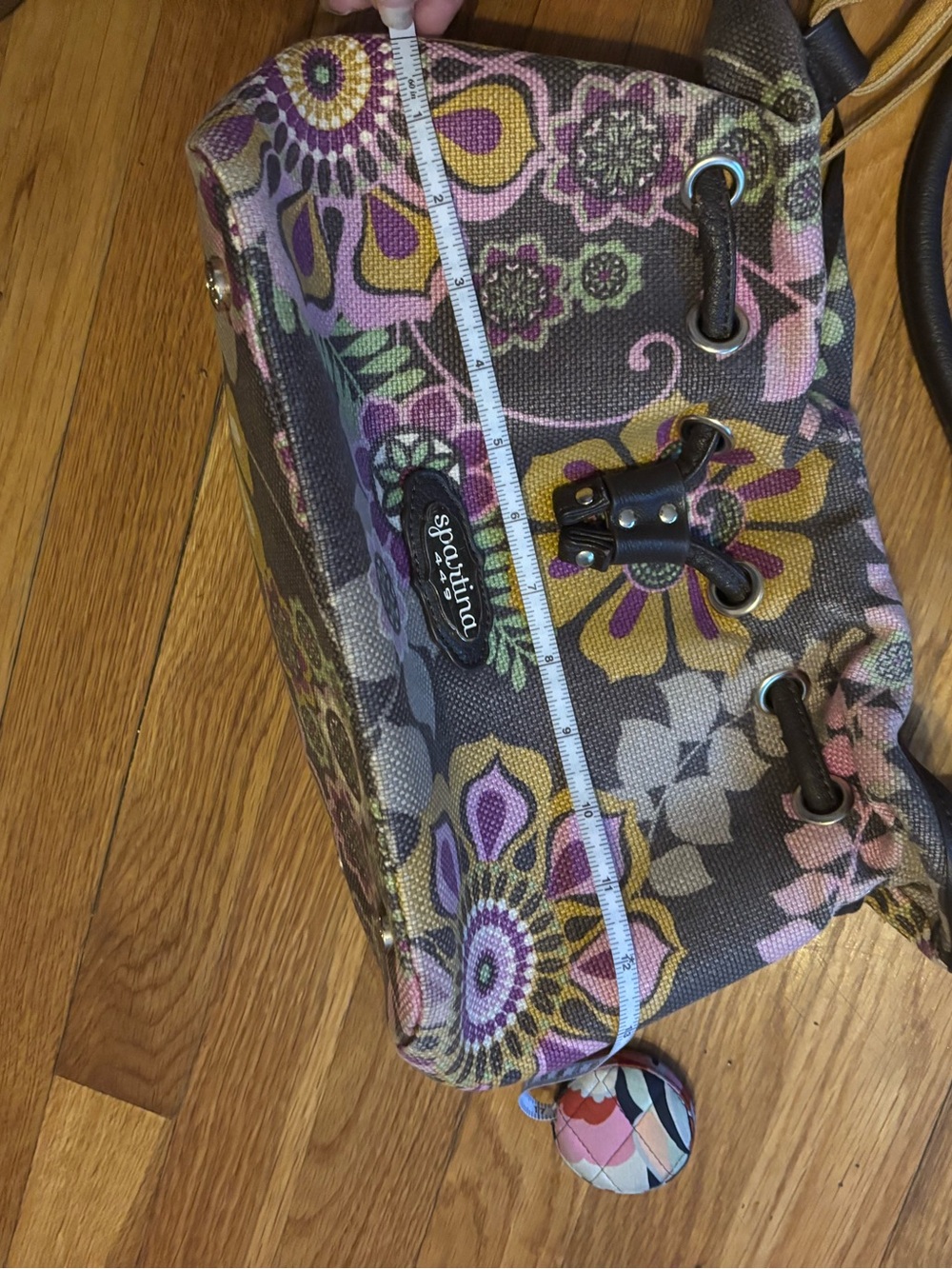 Spartina 449 Floral Canvas Shoulder Bag in Pink, Yellow & Brown - Picture 10 of 10